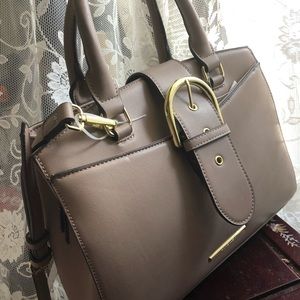 Anne Klein Haze Gray Purse Gold Hardware